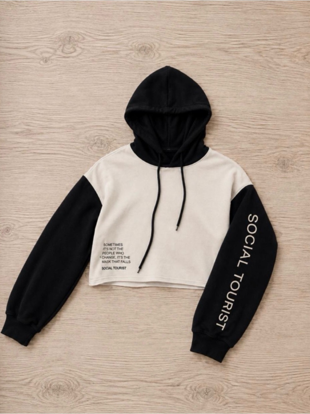 Black & white Cropped Hoodie